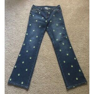 Lilly Pulitzer Turtle  Pink Embroidery SZ 4 Stretch Jeans Y2K